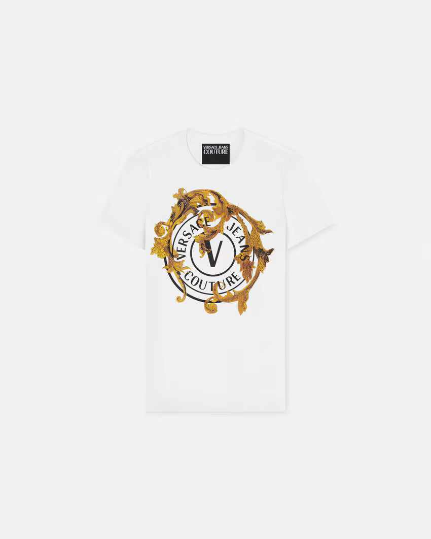 T-shirt Versace con cristalli Porcelain Barocco