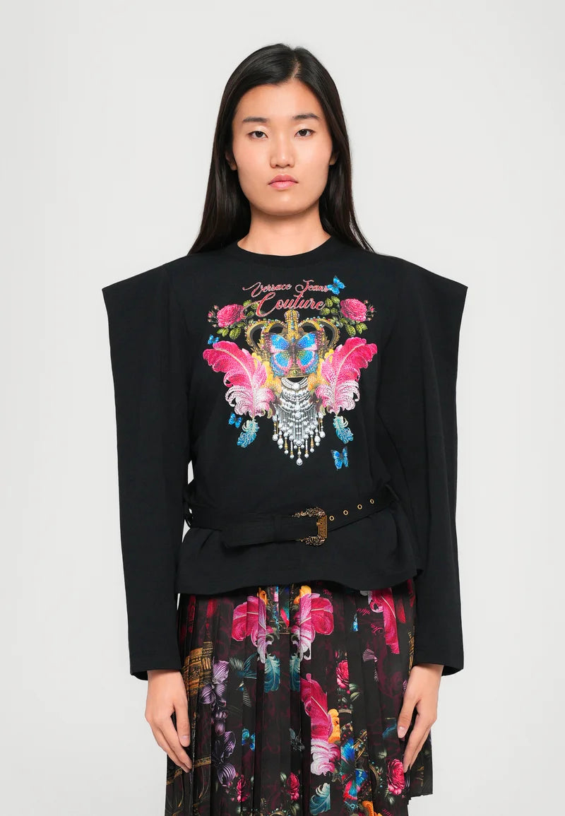 Versace Jeans Couture INTERLOCK - Maglietta a manica lunga - black